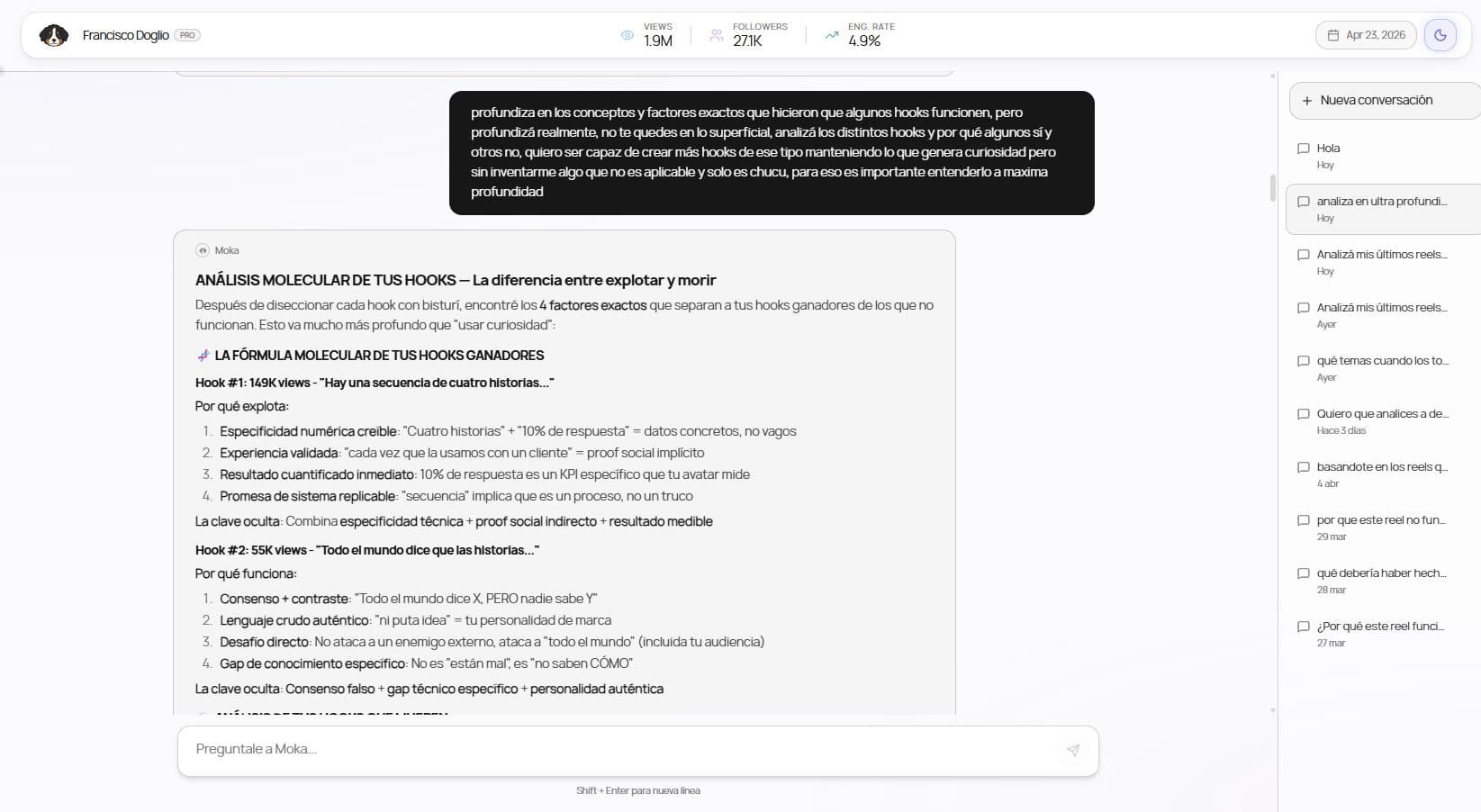 Todos los números, todo tu ADN y toda tu estrategia... en un chat.